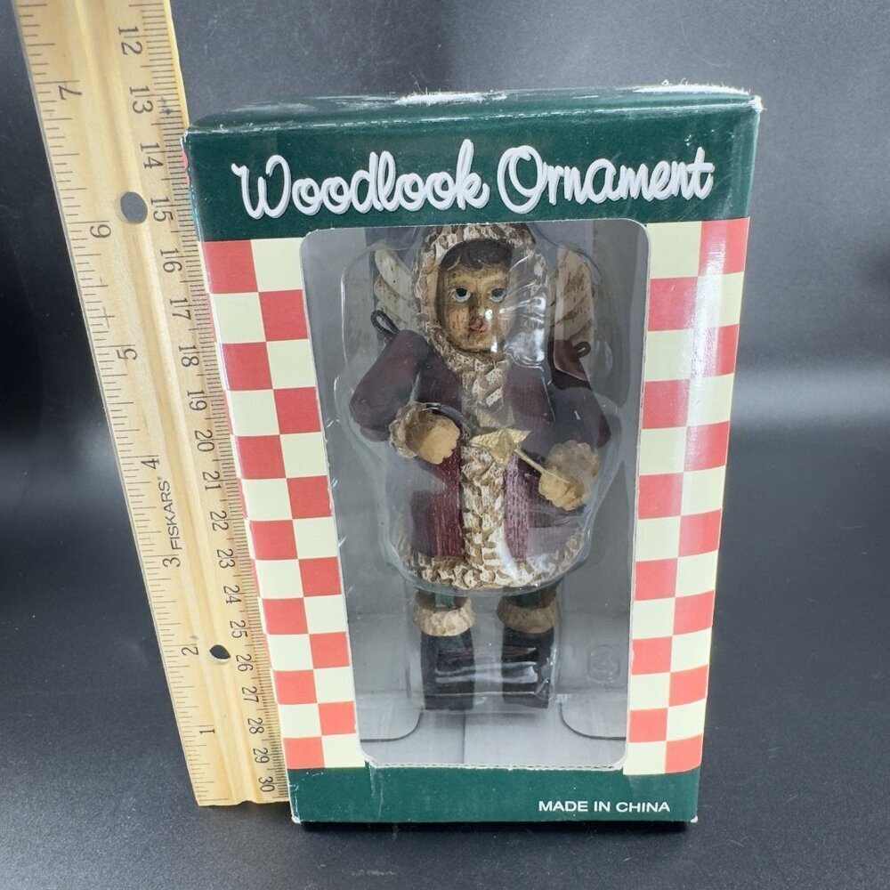 SWC Woodlook Christmas Angel Ornament Figurine Resin Figure New In Box Vintage - Picture 5 of 7